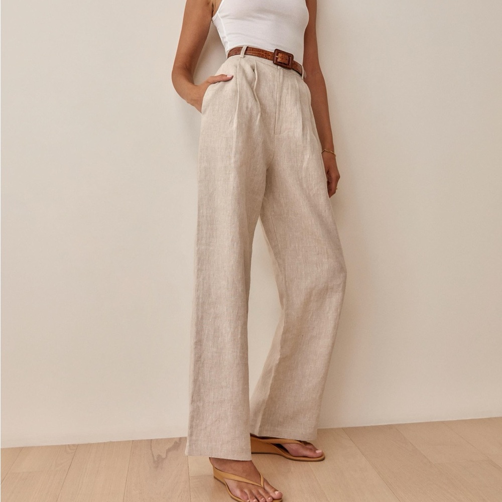 Reformation Cream Wide-Leg Pants
